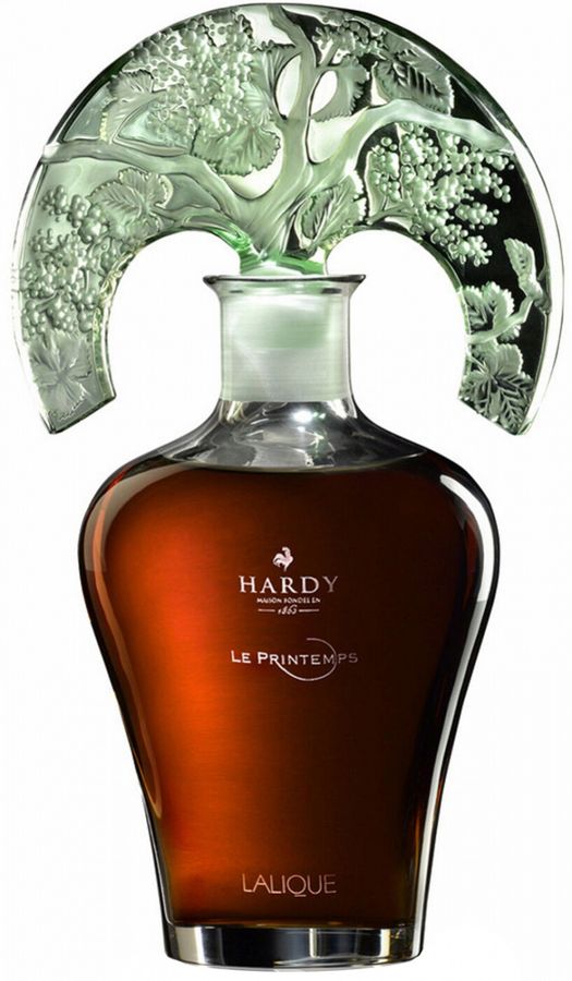 Cognac Hardy Le Printemps Grande Champagne Lalique crystal decanter in gift box